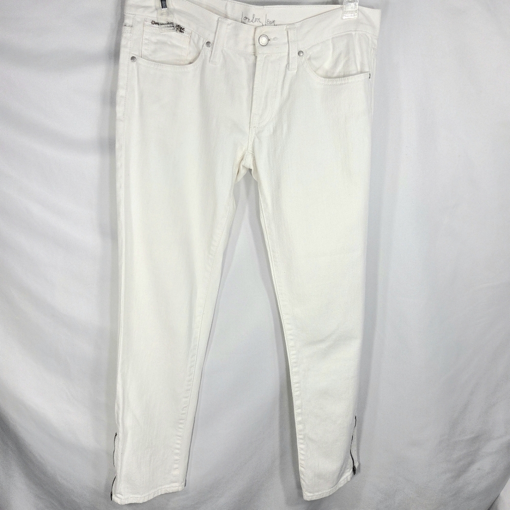 London Jean White Zipper Ankle Zipper Pockets 5 Pocket Skinny Jeans Size 4